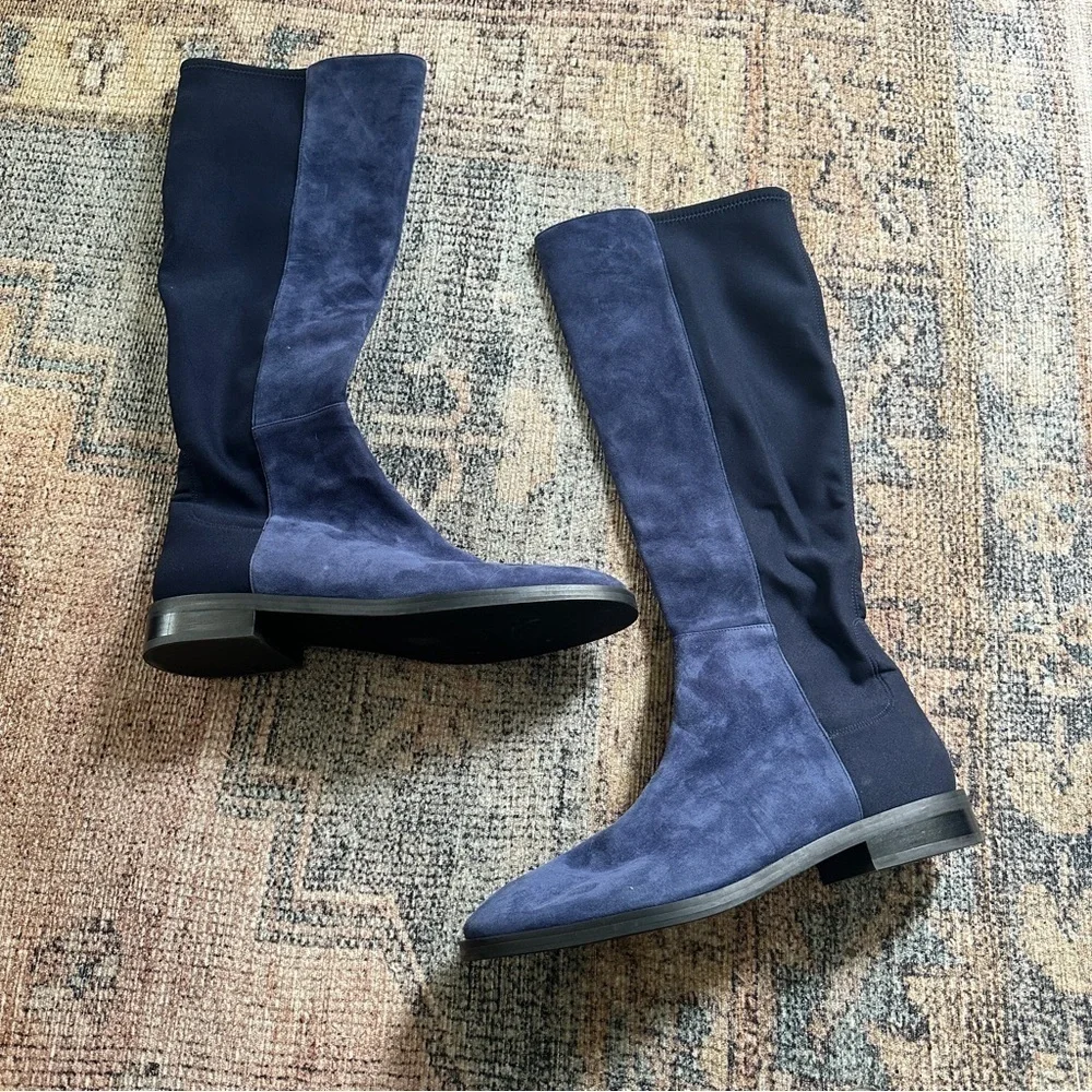 Stuart Weitzman Navy Suede Boots sz 11.5